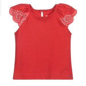 Mayoral little girl Red eyelet detail shoulders tank top size 7 (F18)